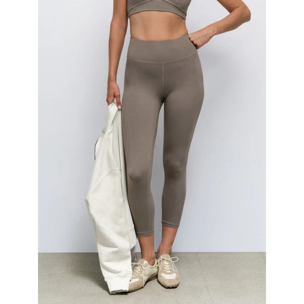 Mate the Label Women Organic Sports Racerback Tank Midi Leggings Set Pebble S